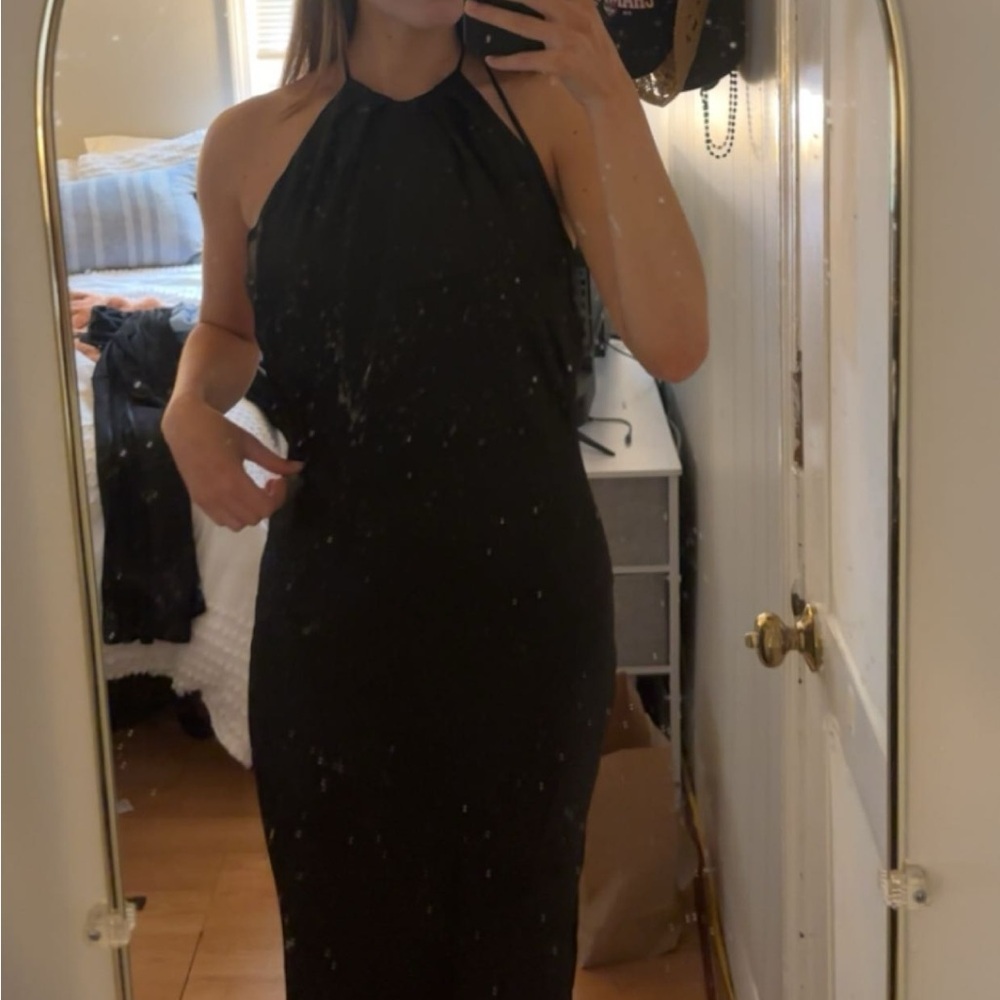 Elegant Black Halter Dress
